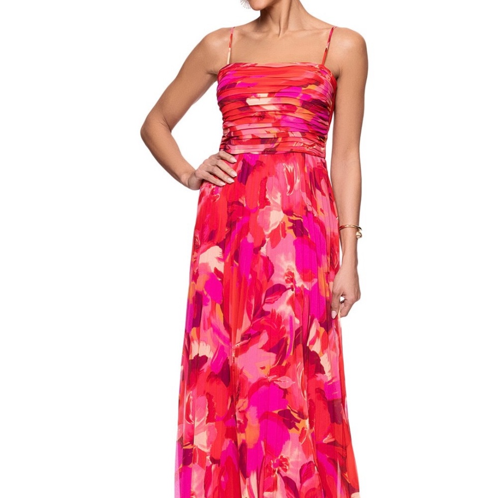 Xscape Pink and Red Floral Maxi Dress